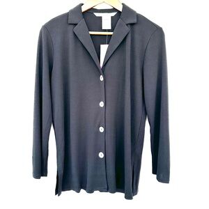 Max Studio Black Blazer in a stretch jersey knit, loose fitting
